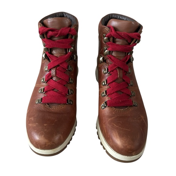 Bionica Women Dalton Red Lace Up Brown Leather Waterproof Hiking Boots Size 7.5 - Picture 2 of 10